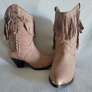 Cowboy Boots with Fringe & Rhinestones